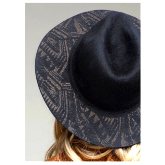 Accessories - Boho Wool laser Print Brim Panama Hat